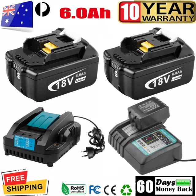 18V 6.0AH Battery or Charger For Makita BL1860 BL1840 BL1850 Cordless Tools