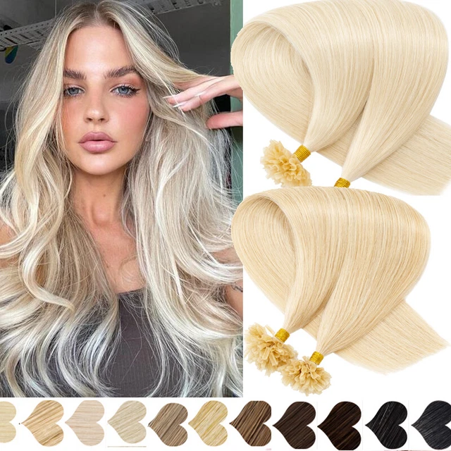 Russian Pre Bonded U-Tip Nail Keratin Human Hair Extensions Remy Hair Thick 0.5G