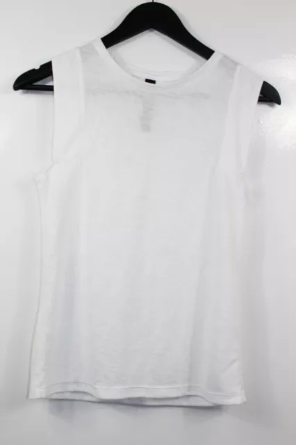 Lorna Jane Black Women's Plain White Sleeveless Sheer Tank Singlet Top Size XS