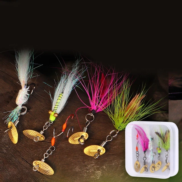 Set di 10/40 esche da pesca a mosca, kit di mosche da pesca a mosca asciutte e bagnate, realistiche mosche fatte a mano con scatola ganci per spigola