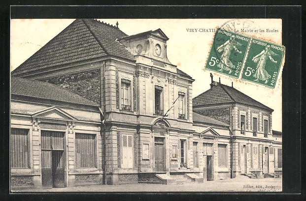 CPA Viry-Chatillon, La Mairie et les Ecoles