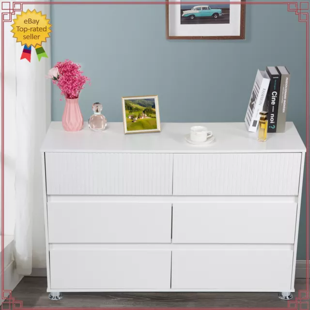 White Chest Of Drawers Bedroom Furniture 6 Drawers Storage Unit Cabinet UK