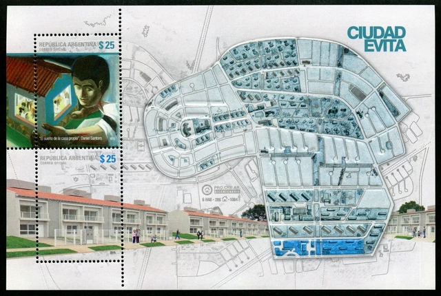 Argentina Argentina 2015 Evita Peron City City Map Architecture Paintings MNH