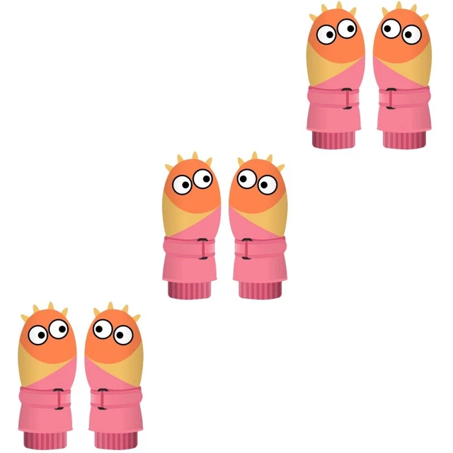 3 Pairs  Christmas Cartoon Snow Mittens Children Thickened Waterproof Ski Gloves