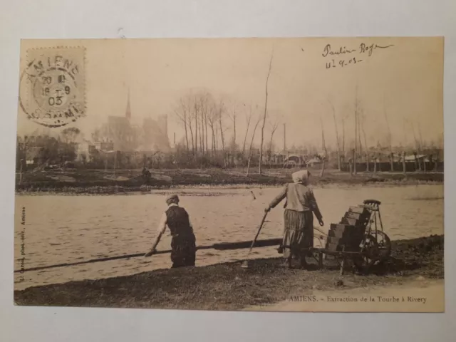 CPA - 80 - AMIENS - Rivery Peat Extraction - Animated -