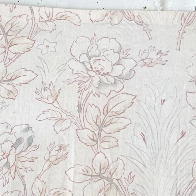 Fabric Antique French floral Belle Epoque FADED blue rose design gray blue Shab