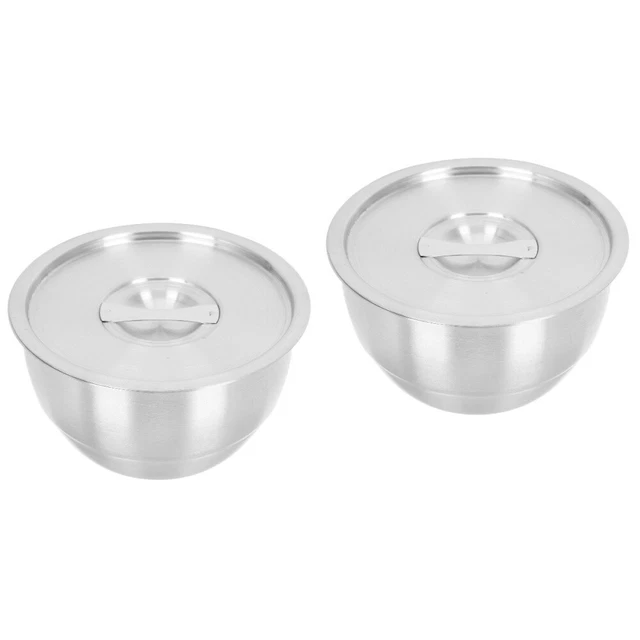 2 tazones de sopa grandes de metal acero inoxidable con fideos de oro