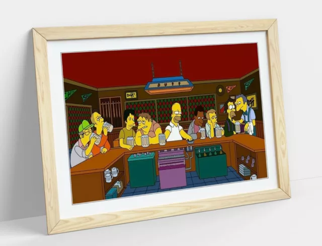 Simpsons The Last Supper -Art Framed Poster Picture Print Artwork- Brown Yellow 3