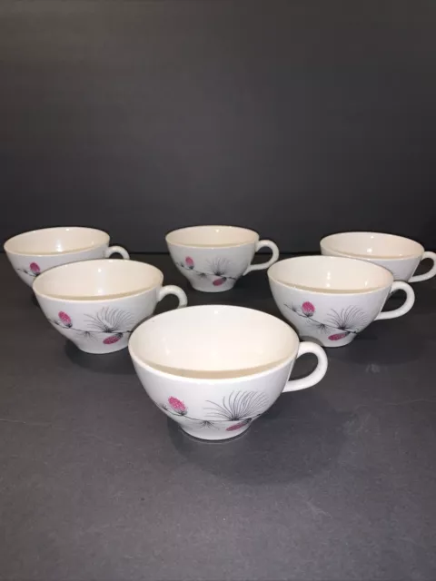 4 Canonsburg Pottery USA Pink WILD CLOVER Coupe Cups Set Of 6