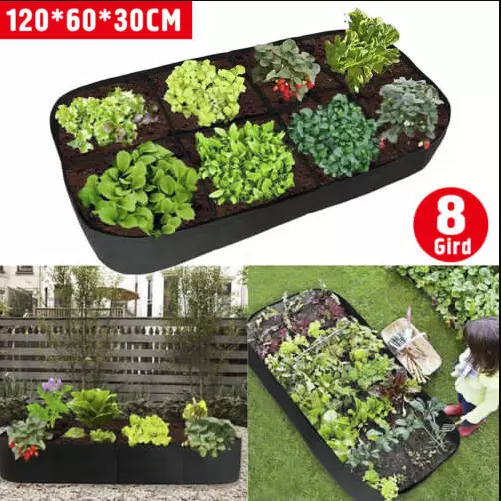 Große 8Gird Stoff Hochbeet Garten Blume wachsen Tasche für Gemüse Blumen Obst