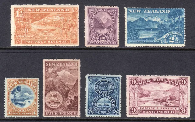 NEW ZEALAND 1902-07 Pictorials wmk NZ Star p14 vals to 9d M, SG 318/326 cat £220