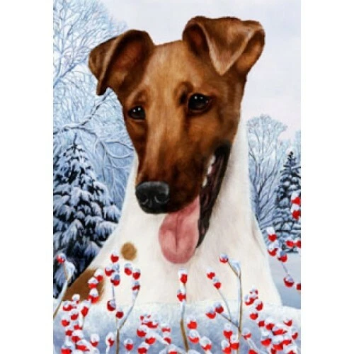Winter House Flag - Brown Smooth Fox Terrier 15312