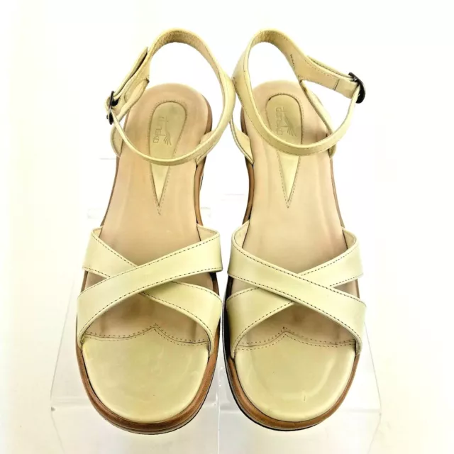 Dansko Women's Beige Leather Sandals Ankle strap US 9.5 10 EU 40 Shoes