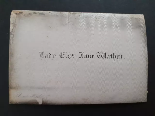 c1860 Calling Card Lady Elizabeth Jane Wathen to Mrs William Johnson