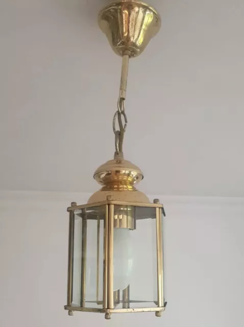lampe lustre suspension laiton verre biseauté style adolf loos josef hoffmann