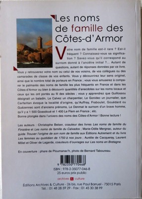 Les Noms De Famille Les Plus Pourris GÉNÉALOGIE : LES NOMS de FAMILLE des COTES D'ARMOR de M.-O. MERGNAC EUR