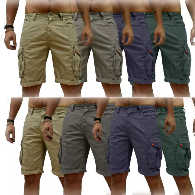 Bermuda uomo Cargo Pantaloni corti con tasche laterali cotone Short Estate