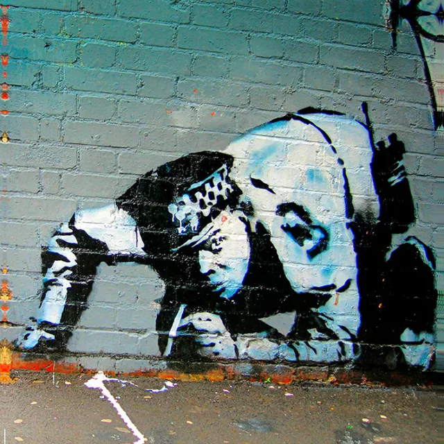 Banksy Framed Canvas Street Graffiti Painting Print Decor Home Police Graffiti