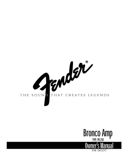 Bedienungsanleitung-Operating Instructions Guitar Amplifier Fender Bronco