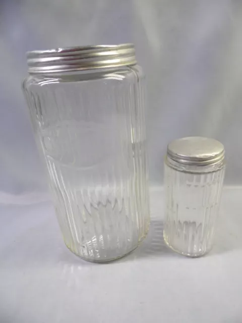 2 Piece  Vintage Hoosier Ribbed Glass Jar Set: Coffee & 1 Unmarked Spice !