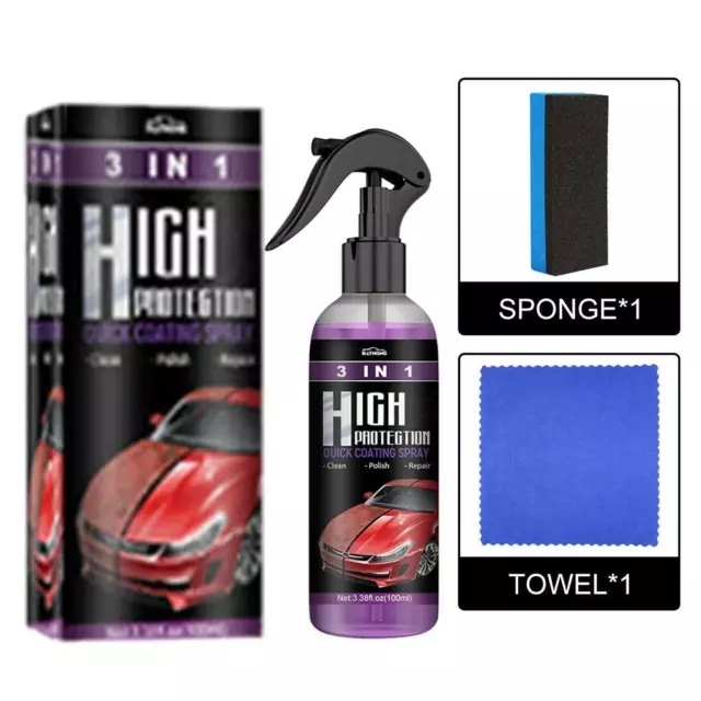 3x High Protection Quick Car Coat Ceramic 3 in 1 Coating Spray Hydrophobic 3