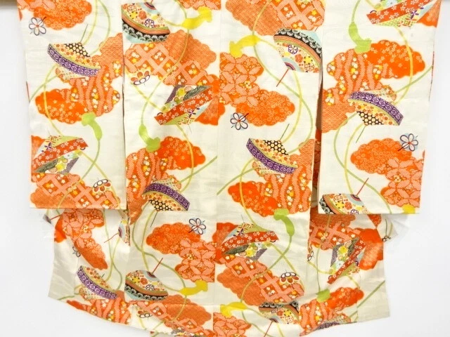 44740# Japanese Kimono / Antique Kimono For Girls / Cloud & Top