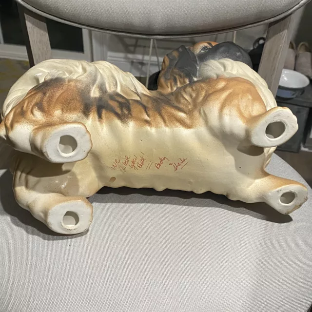 Vintage Crest Mold Ceramic Hand Painted Large Pekingese Dog Puppy Figurine 8