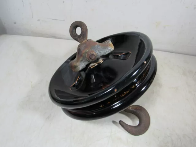 Large Antique Thomas Porcelain Ceramic Insulator Suspension Disc W/Hooks