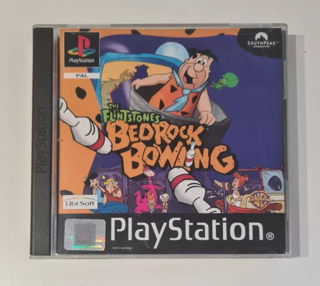 PS1 The Flintstones Bedrock Bowling Complete Black Label Rare PS1 Game  UK PAL