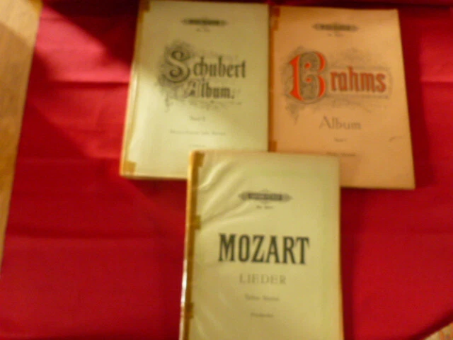 3 Anciens Albums Partitions BRAHMS,SCHUBERT,MOZART édition Peters