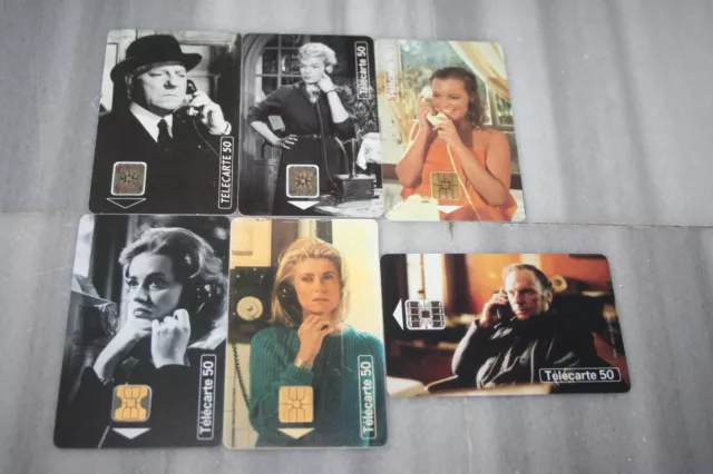 Lot 6 Cartes Téléphoniques Collection Téléphone et Cinéma Télécarte 50 Vintage