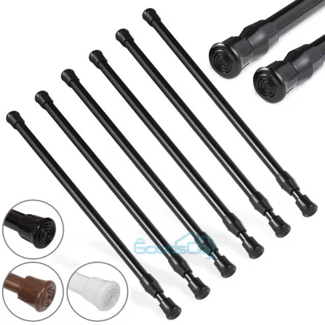 2-6PCS Curtain Tension Rods | 15 to 45 inches Spring Curtain Rod Set, Black