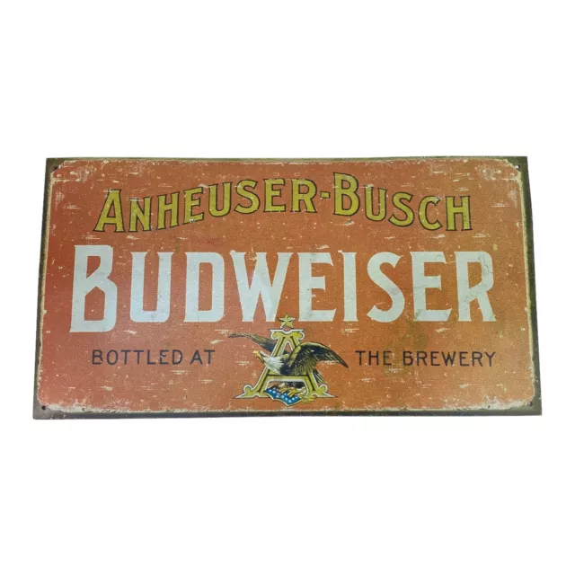 Anheuser-Busch Budweiser Beer Rectangle Metal Bar Sign Vintage Style 16" x 8.5"