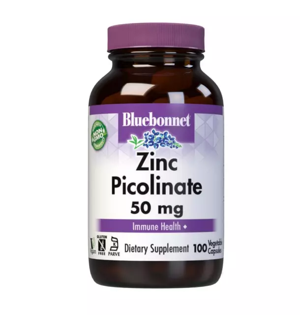 Bluebonnet Zinc Picolinate 50mg 100 Légume Capsules, Système Immunitaire Support
