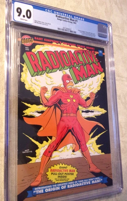 Radioactive Man #1 Bongo Comics 1993 W/ Poster $2.95 Cover Price CGC 9.0