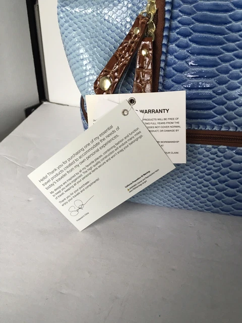 NWT Samantha Brown Croc Embossed Cooler, Picnic Travel Bag Periwinkle Carmel 3