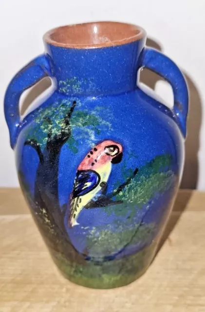 Royal Torquay Blue Parrot Bird Design Pottery Antique Collectible Good Condition