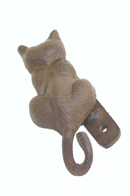 Cast Iron Metal Cat Kitten Front Door Knocker Antique Rustic Shabby Chic Brown