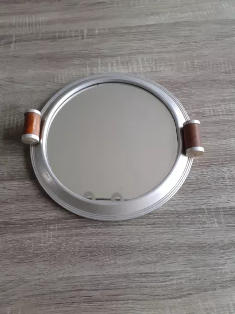 Ancien Présentoir miroir plateau de Table/service rond , 31.5 cm Art Déco Vintag