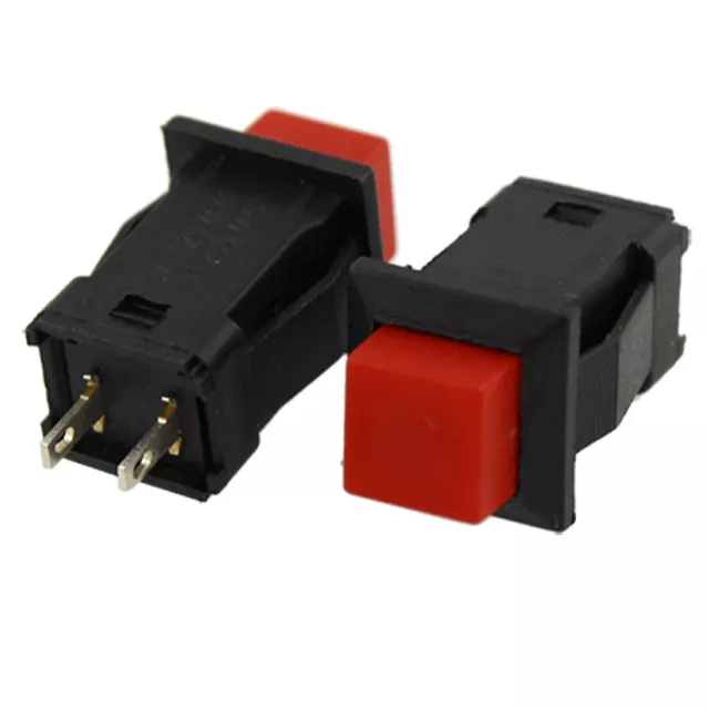 20 Pcs x 2 Pin SPST N/O OFF-(ON) Square Momentary Push Button Switch w Red Cap