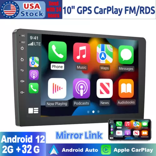 10.1'' Double 2 Din Android 13 Car Radio GPS WIFI BT Carplay Touch Screen Stereo
