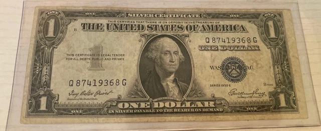 Series 1935 E Blue Seal $1.00 One Dollar Silver Certificate