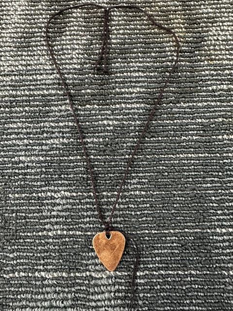 Metal Plectrum Guitar Pick Necklace Gift for Guitarists Copper & Chrome Finish