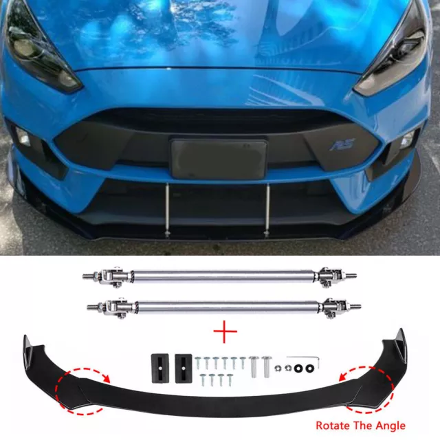 For Ford Focus RS ST MK3 MK4 Car Front Bumper Lip Splitter Spoiler + Strut Rods