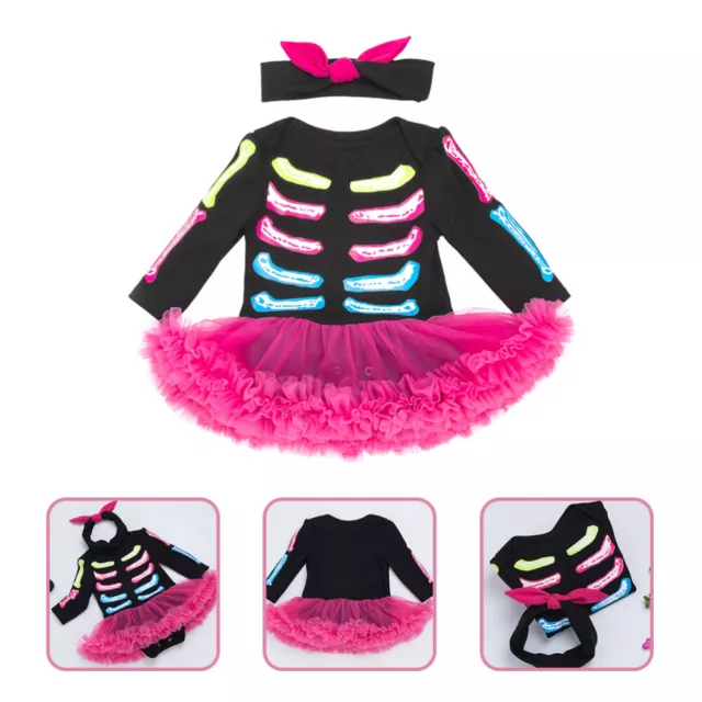 Cotton Festival Skeleton Dress Infant Clothes for Kids Girls Headbands