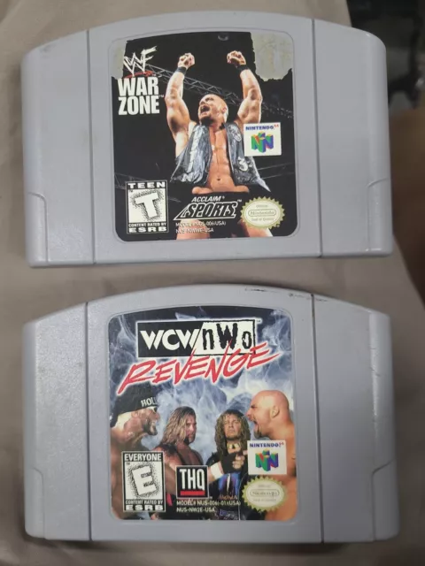 Lot Of 2 Wcw Nwo Revenge Wwf War Zone N64 Nintendo 64 Original Game