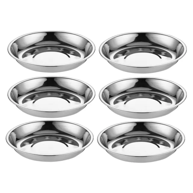 6Pcs Stainless Steel Round Plates for Eating, Camping, BBQ, Dishwasher Safe