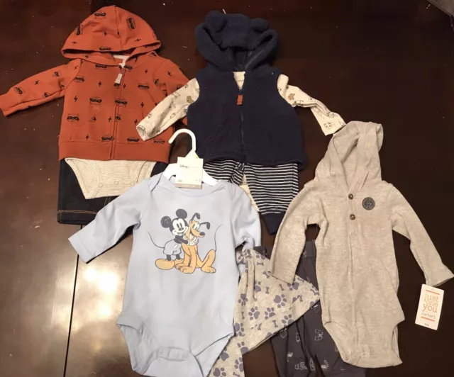 Carters Infant Baby Boy 3 Month Disney Clothes Outfits & Sets Lot Hoodie Mickey