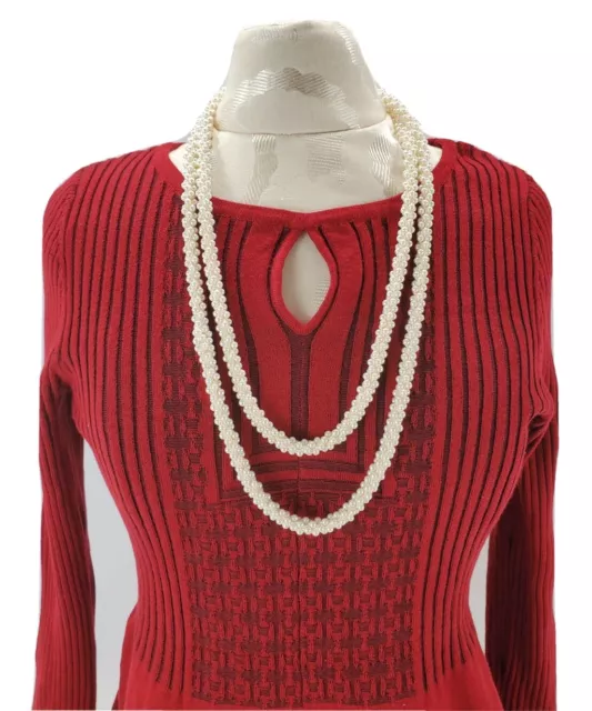 Vintage Handmade Crocheted Pearl Beads Necklace 28" long