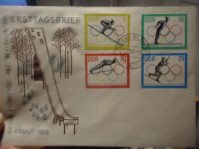 Brief / FDC ? Rockau / Floha 17.12.1963   Satz:  OLYMPISCHE WINTERSPIELE  1964
